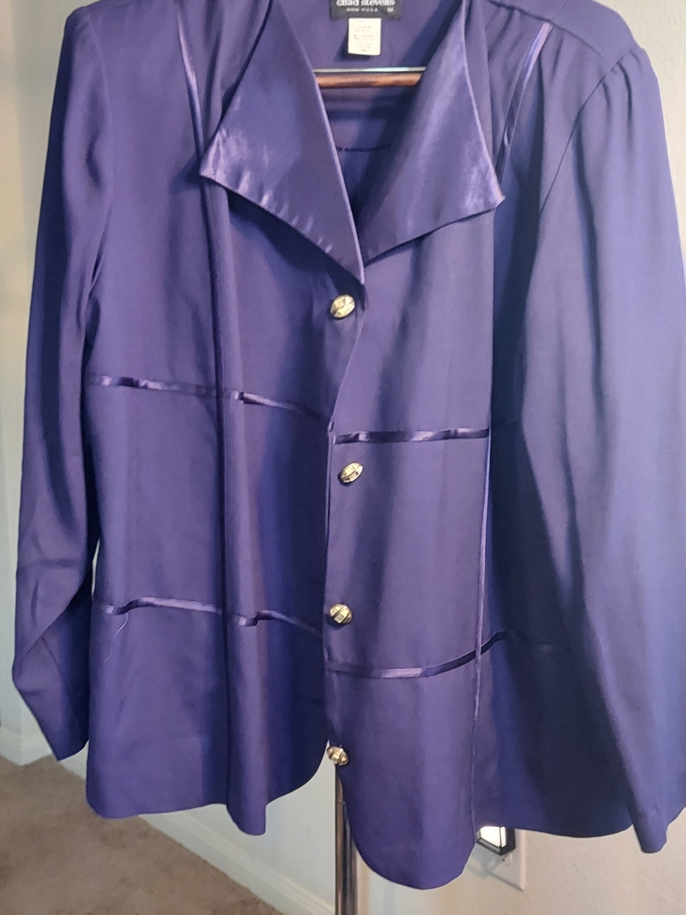 Chad Stevens Purple Satin-Trim Blazer